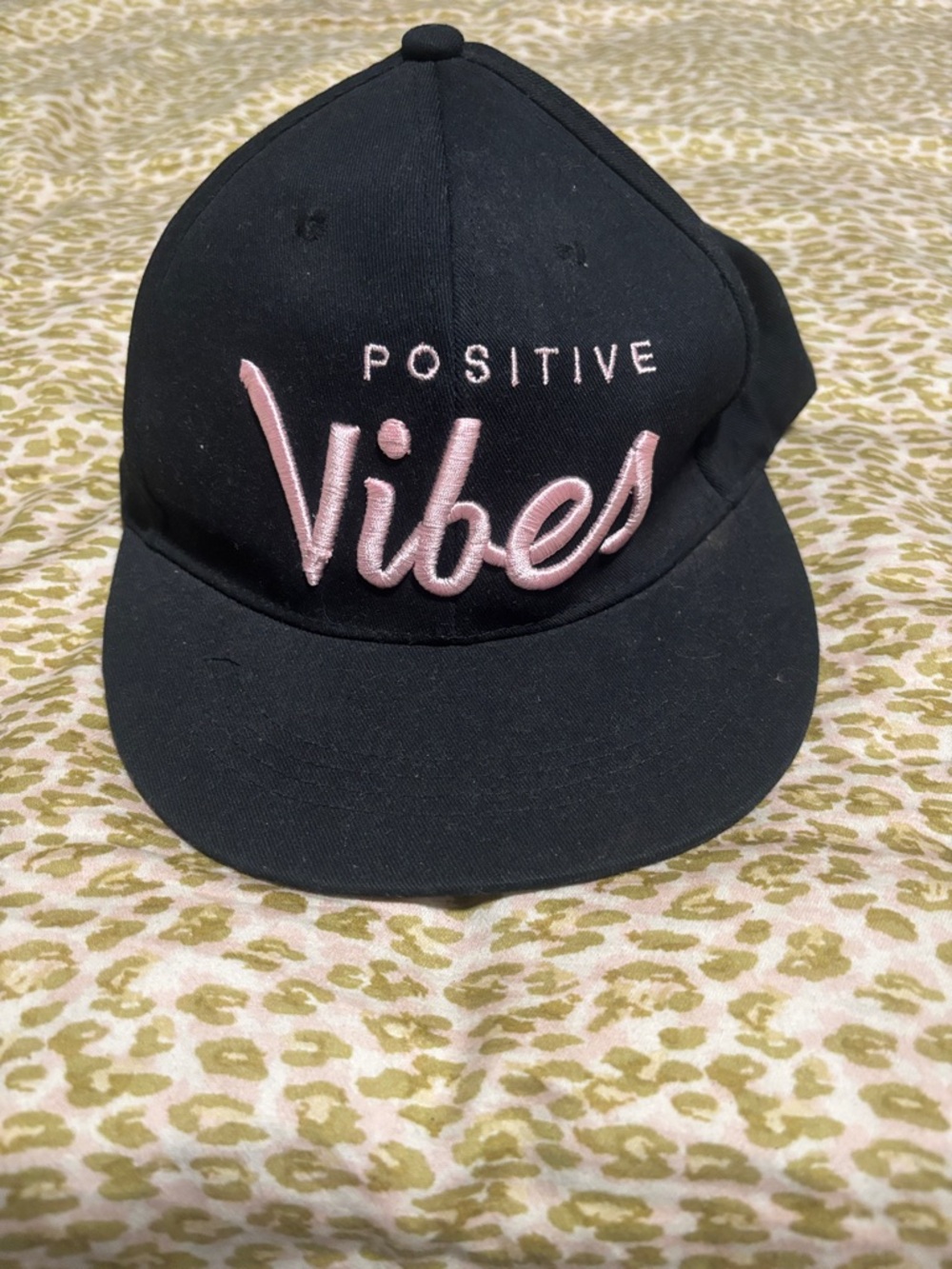 Positive Vibes Black Cap with Pink Embroidery hat woman’s adjustable